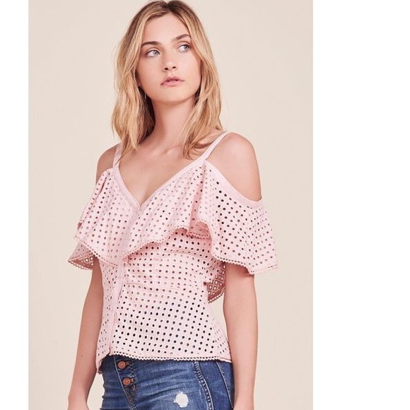 BB Dakota Pink Arletta Eyelet Top Medium NWT New - Picture 2 of 4